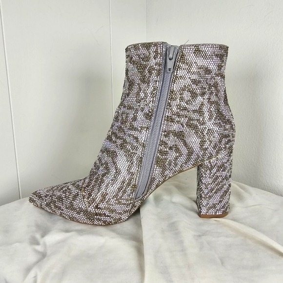 Betsey Johnson Cady 8 Rhinestone Zebra Cheetah Boots - Picture 3 of 16